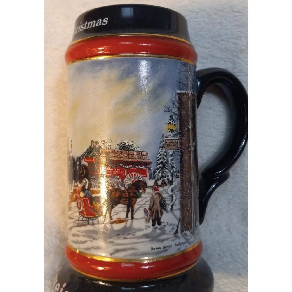 1992 Budweiser Beer Stein Collector's Series Holiday Christmas Anheuser Busch